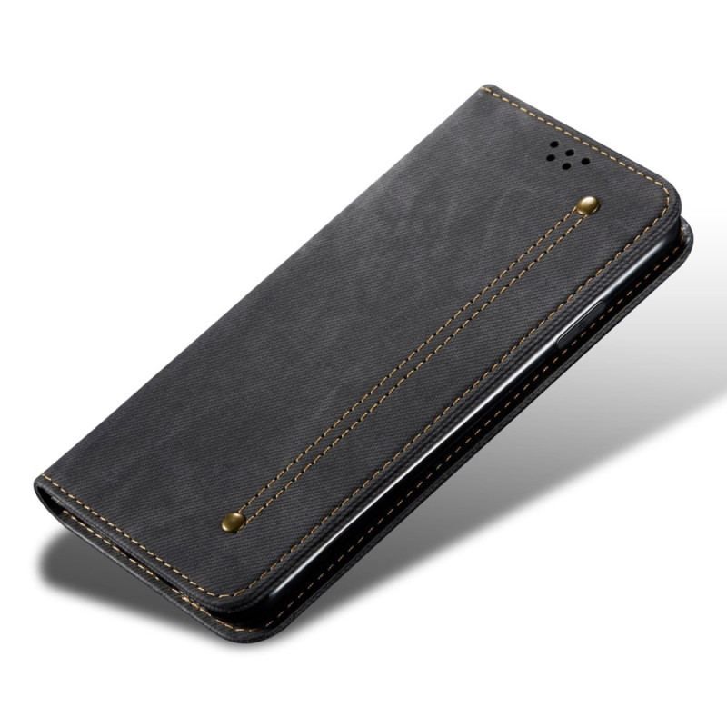 Flip Cover Xiaomi Redmi Note 12/Poco X5 5G Tissu Jeans