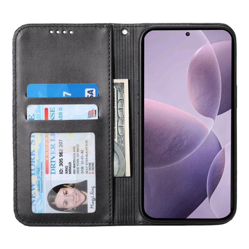 Flip Cover Xiaomi Redmi Note 14 4G Motif Losanges à Lanière