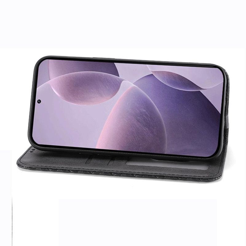 Flip Cover Xiaomi Redmi Note 14 4G Motif Losanges à Lanière