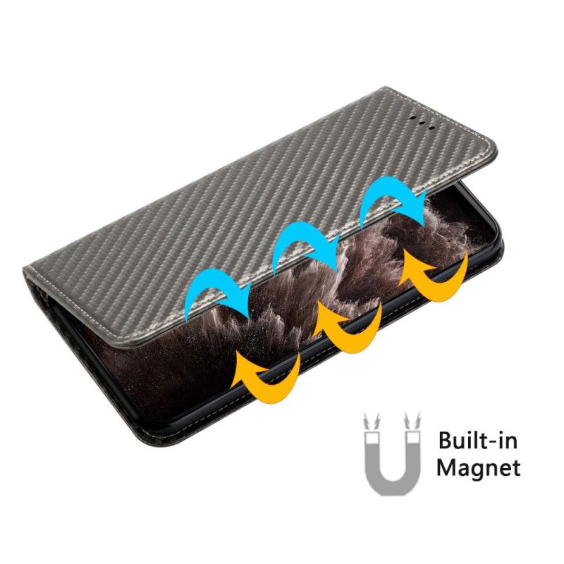 Flip Cover Xiaomi Redmi Note 14 Pro Plus 5G / 14 Pro 5G / Poco X7 Fibre Carbone à Lanière