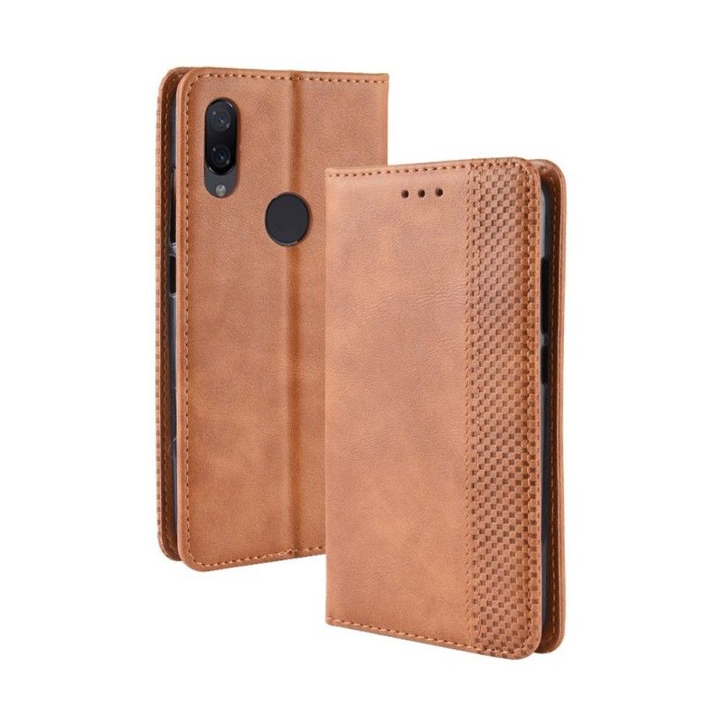 Flip Cover Xiaomi Redmi Note 7 Effet Cuir Vintage Stylisé