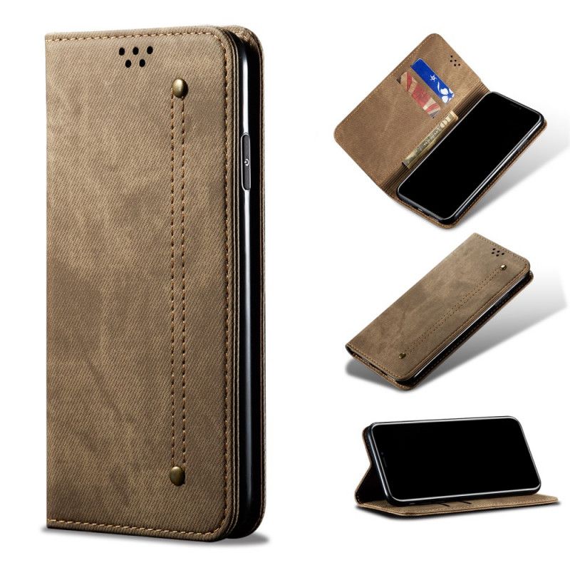 Flip Cover Xiaomi Redmi Note 8 Tissu Jeans