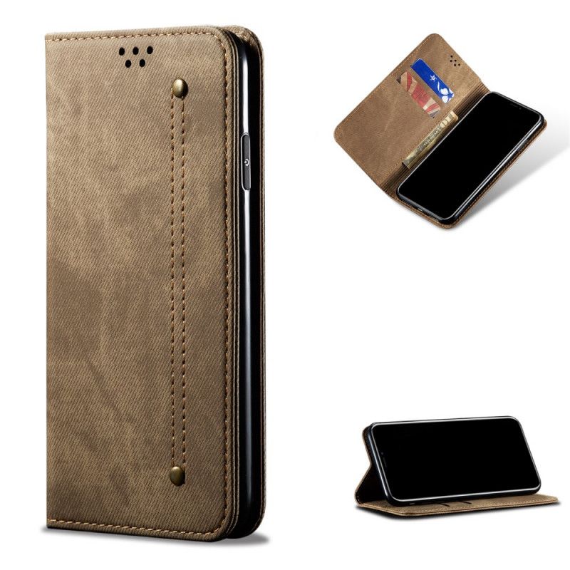 Flip Cover Xiaomi Redmi Note 9 5g / Redmi Note 9t 5g Tissu Jeans