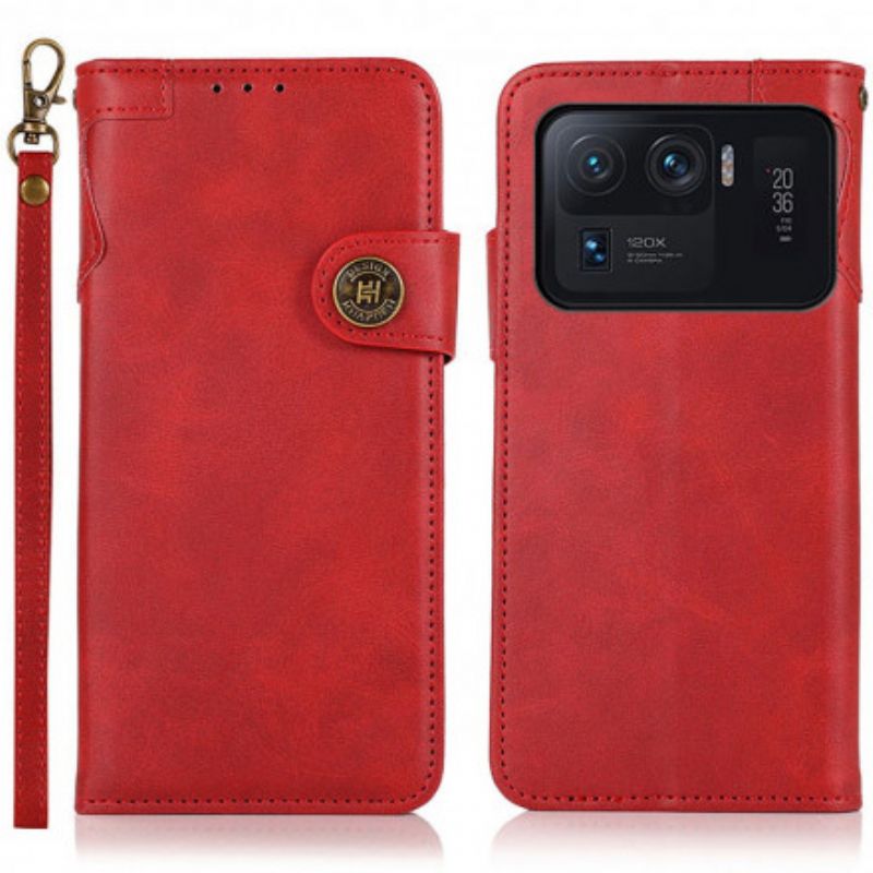 Housse Pour Xiaomi Mi 11 Ultra Simili Cuir Bouton Khazneh