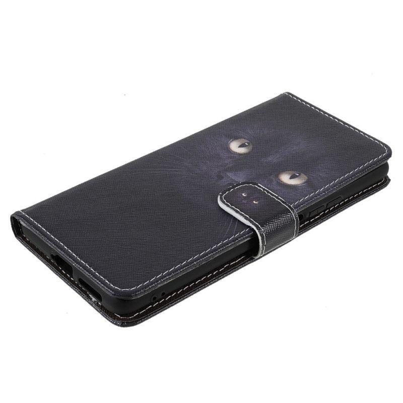 Housse Pour Xiaomi Mi 11T / 11T Pro Yeux De Chat Noir À Lanière