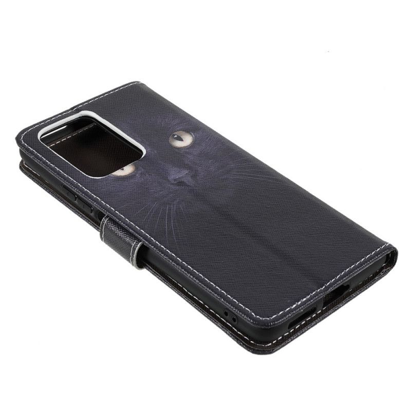 Housse Pour Xiaomi Mi 11T / 11T Pro Yeux De Chat Noir À Lanière