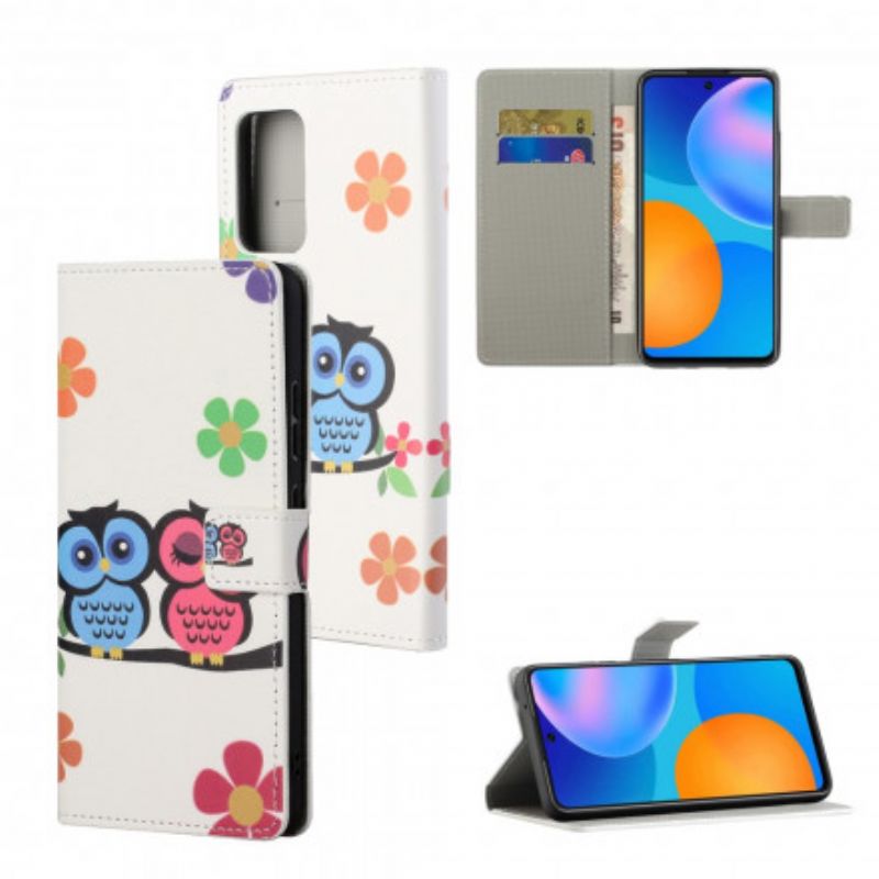 Housse Pour Xiaomi Redmi 10 Couple De Hiboux À Lanière