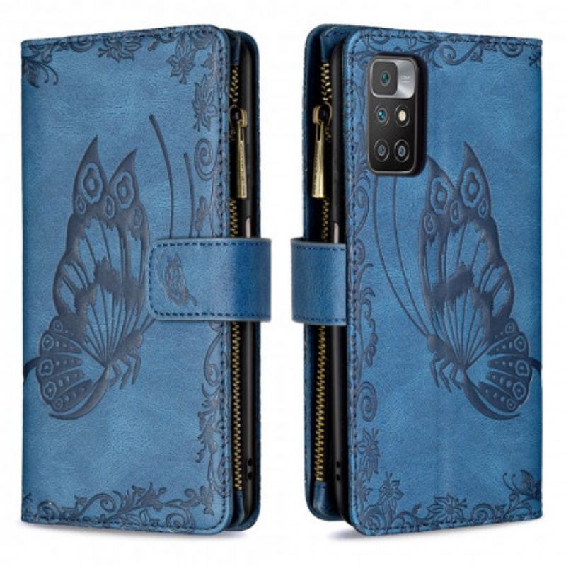 Housse Pour Xiaomi Redmi 10 Papillon Baroque Poche Zippée