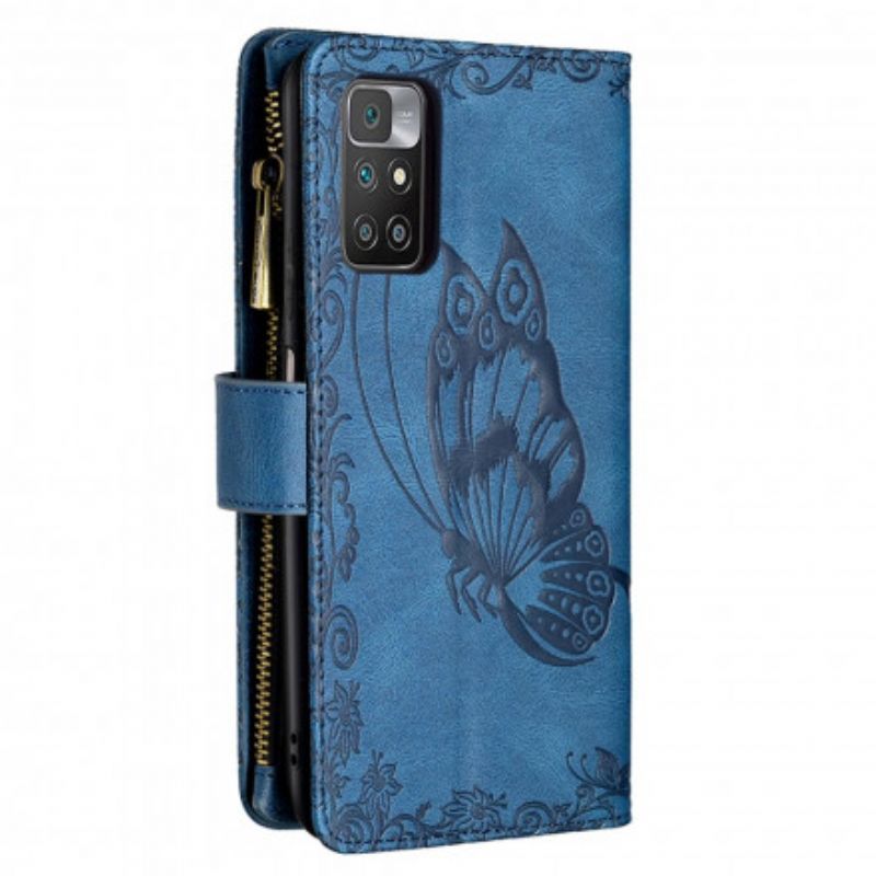 Housse Pour Xiaomi Redmi 10 Papillon Baroque Poche Zippée