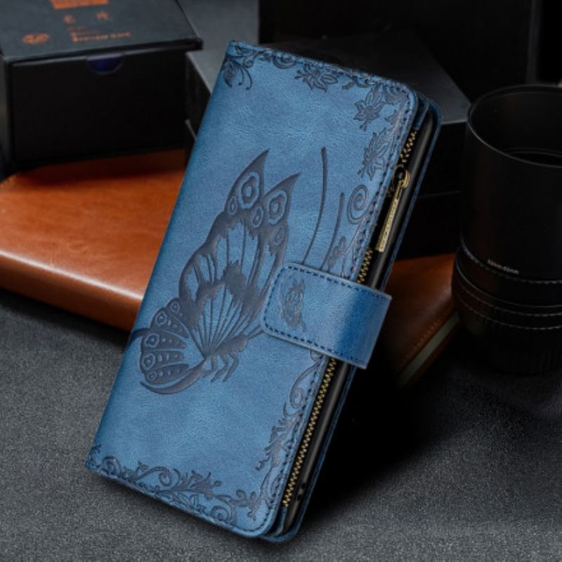 Housse Pour Xiaomi Redmi 10 Papillon Baroque Poche Zippée