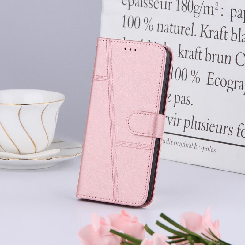 Housse Pour Xiaomi Redmi 10 Style Cuir Géométrique À Lanière
