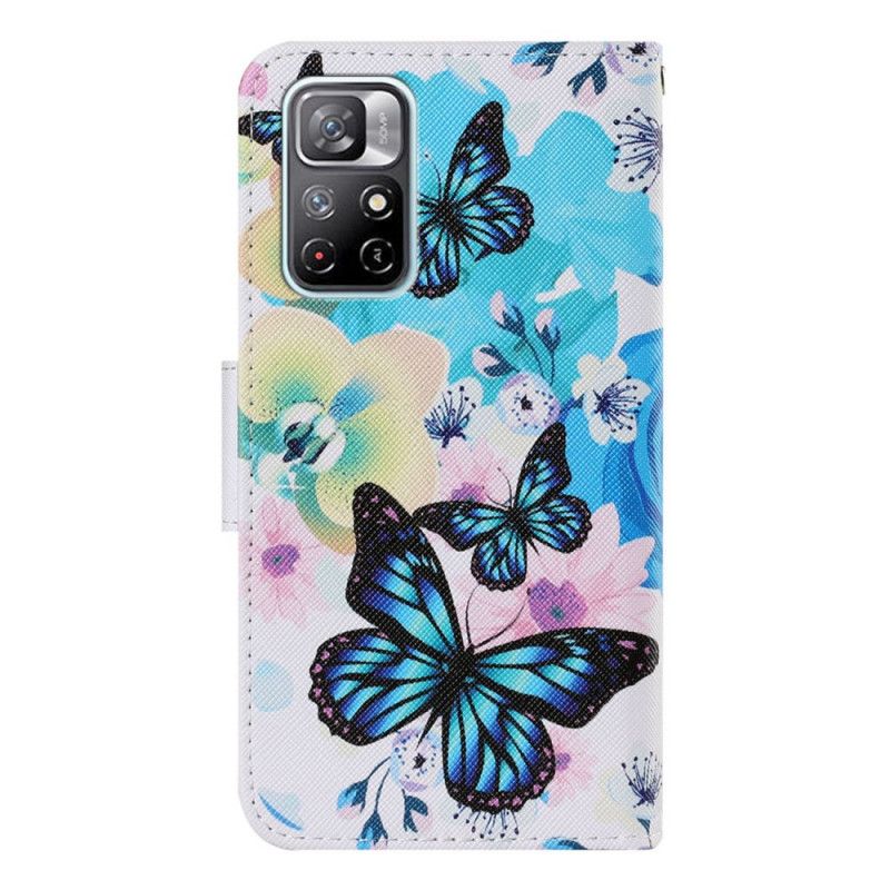 Housse Pour Xiaomi Redmi Note 11 / Poco M4 Pro 5G Papillons Et Fleurs D'été