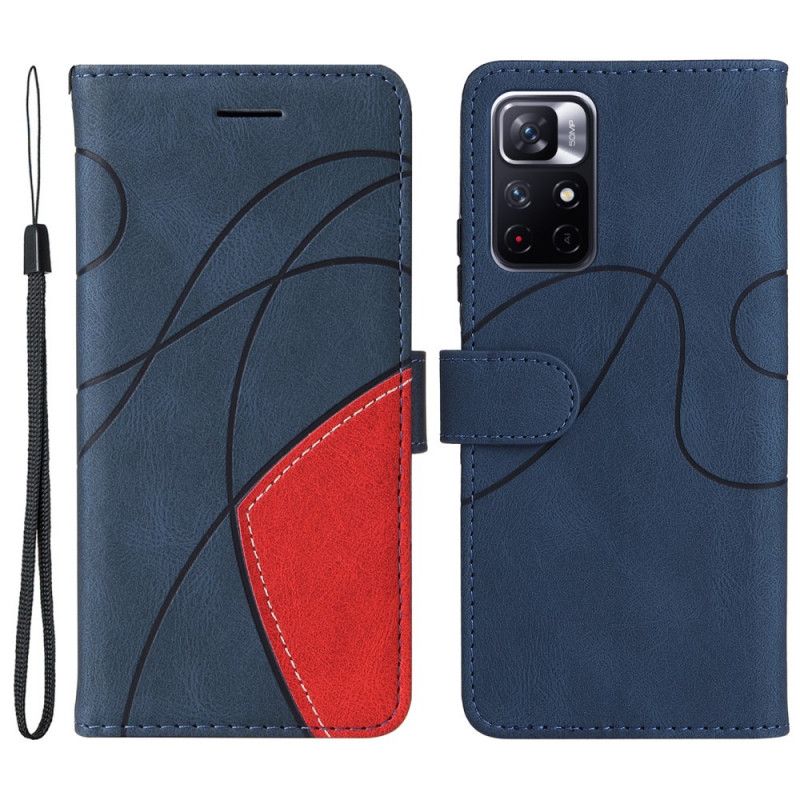 Housse Pour Xiaomi Redmi Note 11 / Poco M4 Pro 5G Simili Cuir Bicolore Signature