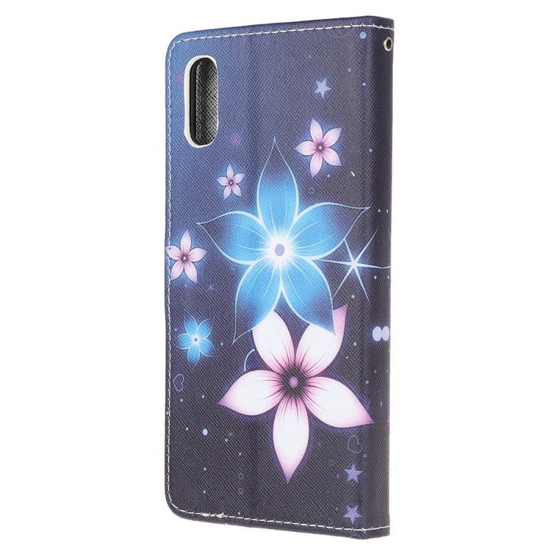 Housse Xaiomi Redmi 9a Fleurs Lunaires À Lanière