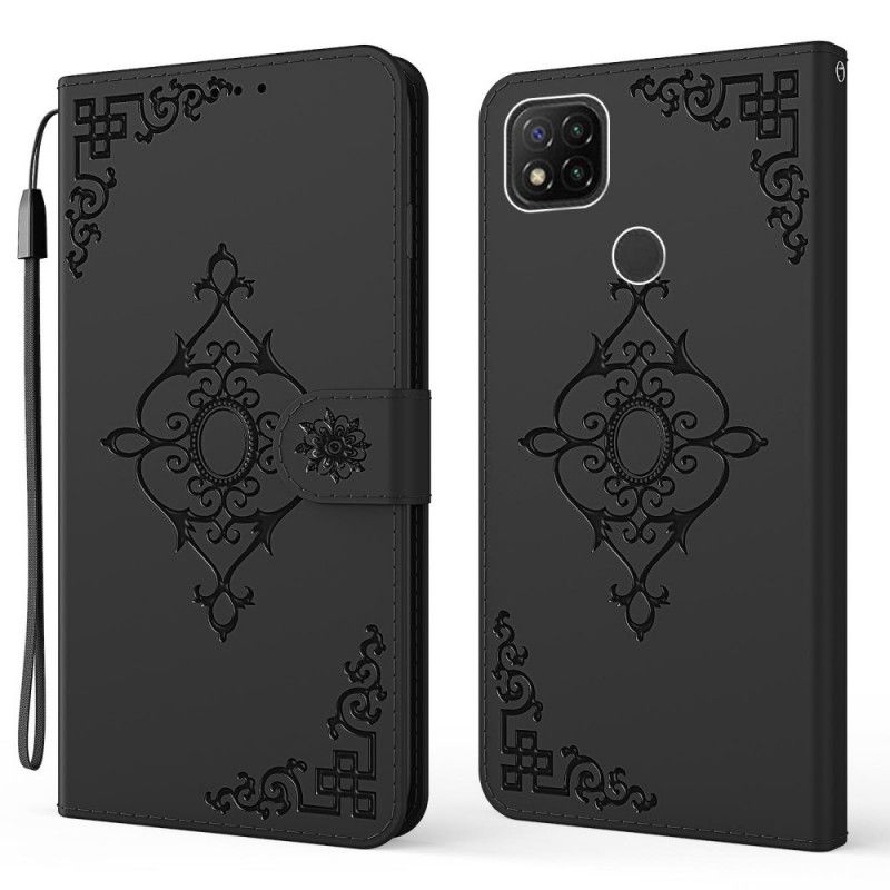 Housse Xaiomi Redmi 9c Fleur Baroque À Lanière