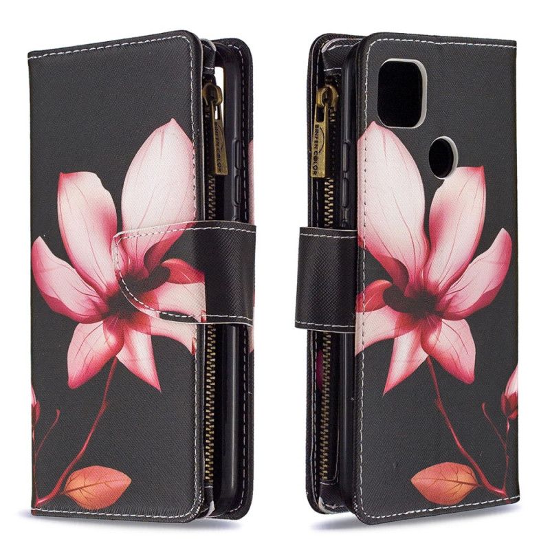 Housse Xaiomi Redmi 9c Poche Zippée Fleur