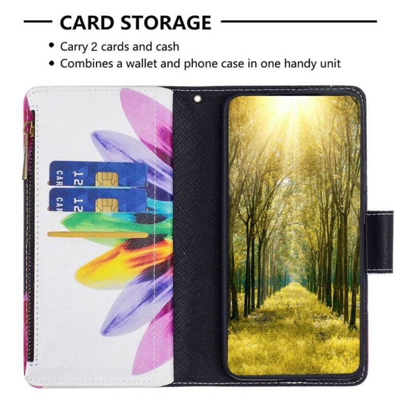 Housse Xiaomi 12T / 12T Pro Poche Zippée Fleur