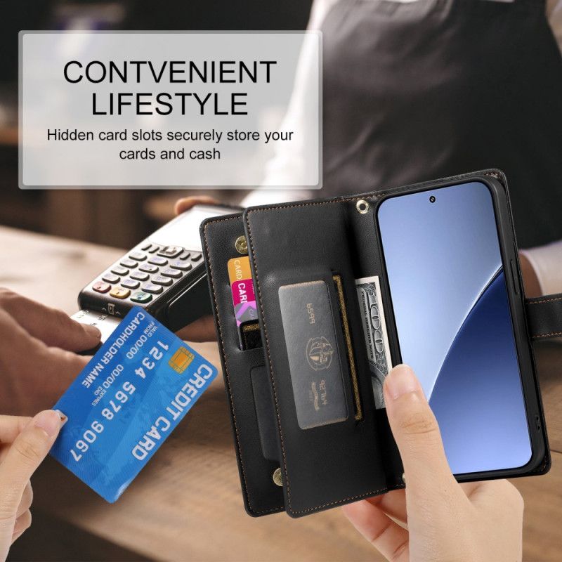 Housse Xiaomi 15 Pro Portefeuille avec Lanière et Bandoulière