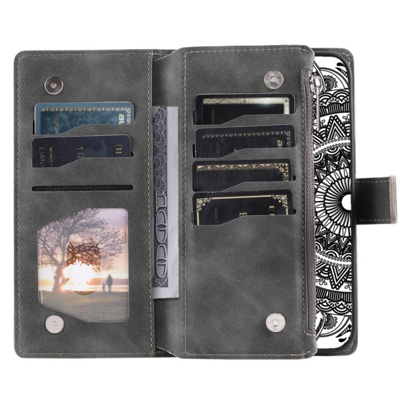 Housse Xiaomi 15 Pro Portefeuille Effet Daim Mandala