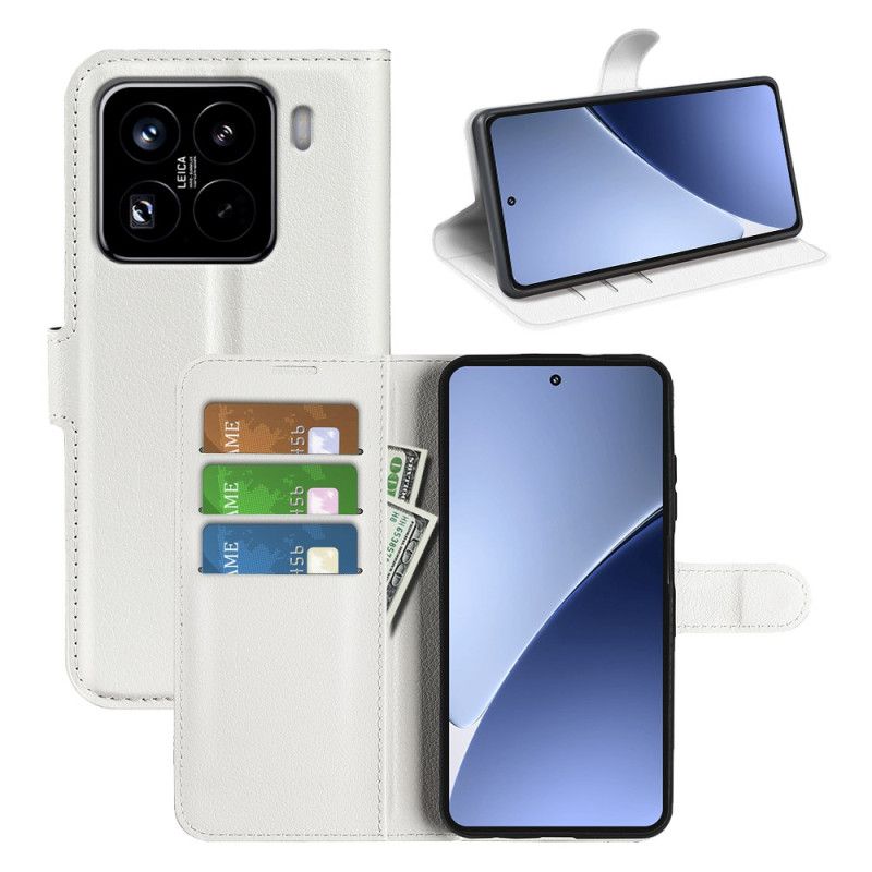 Housse Xiaomi 15 Pro Simili Cuir Litchi Classique