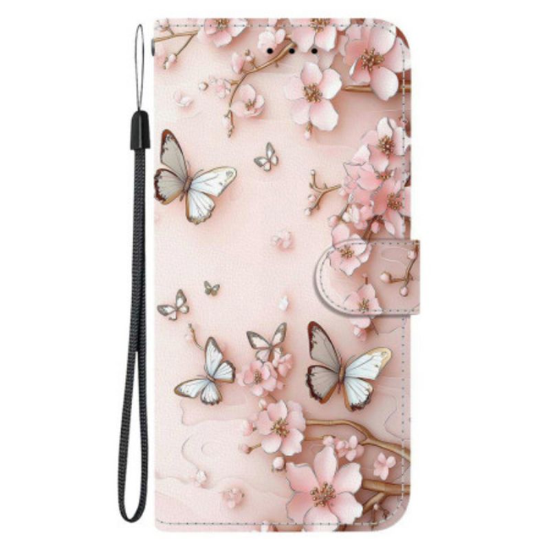 Housse Xiaomi 15T Papillons et Fleurs Or-Rose