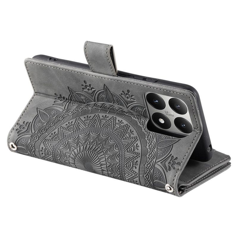 Housse Xiaomi 15T Portefeuille Effet Daim Mandala