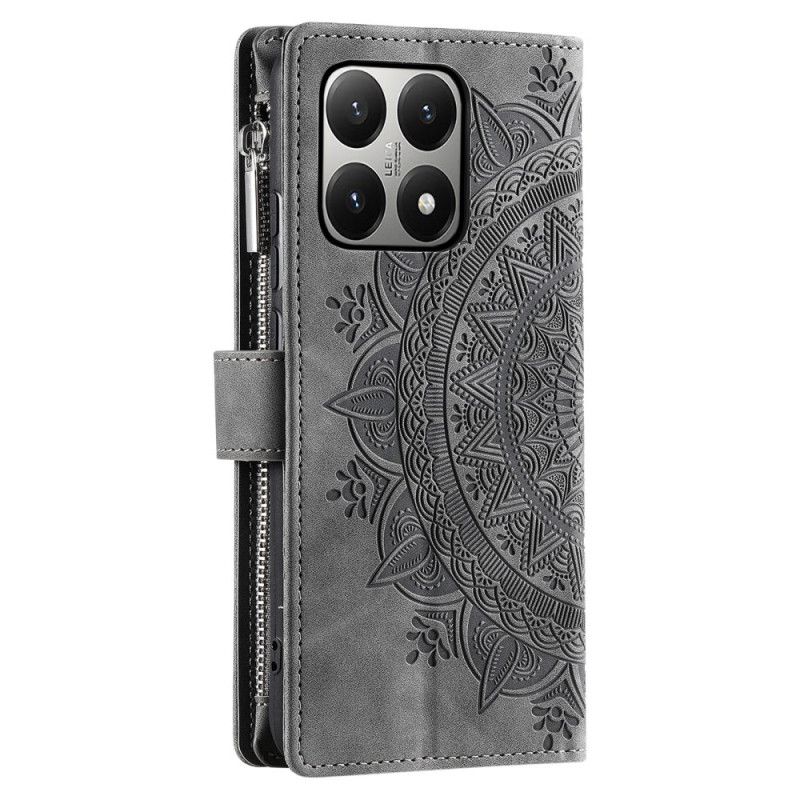 Housse Xiaomi 15T Portefeuille Effet Daim Mandala