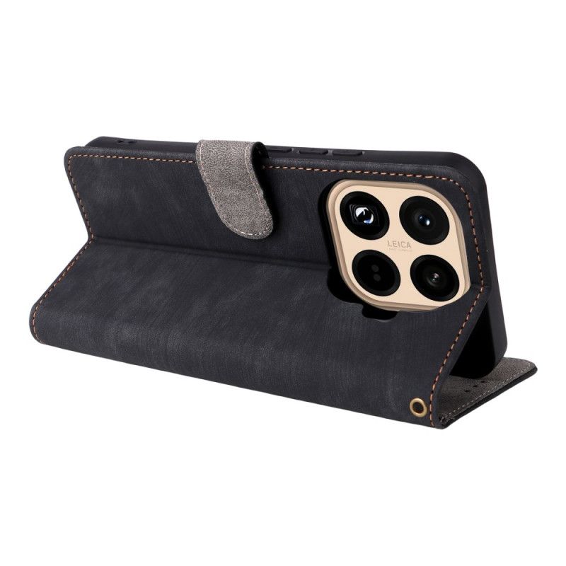 Housse Xiaomi 15T Pro Portefeuille RFID Effet Daim