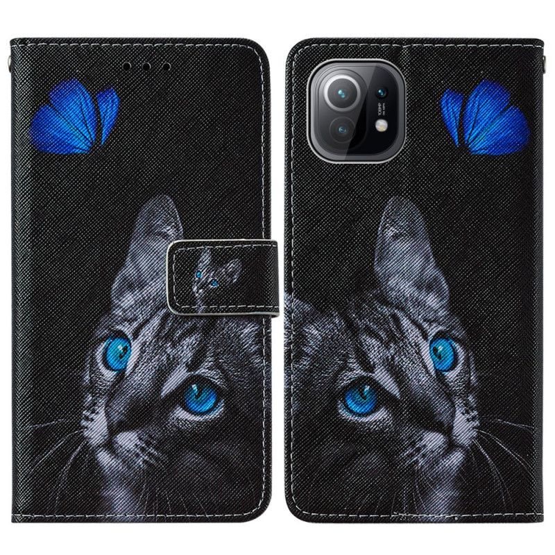 Housse Xiaomi Mi 11 Chat Et Papillon Bleu