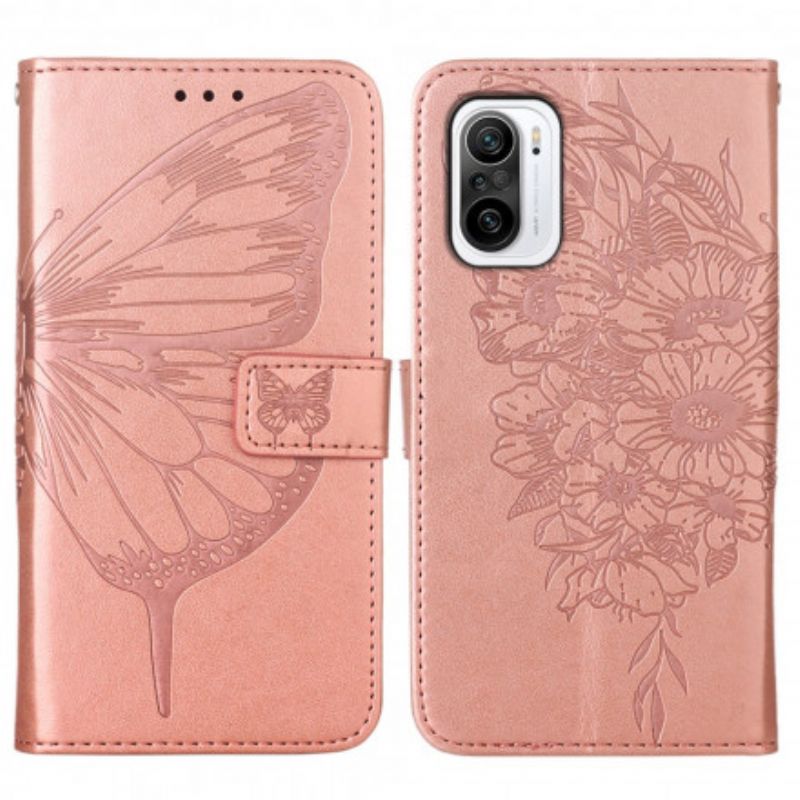 Housse Xiaomi Mi 11i 5G / Poco F3 Papillon Design Avec Lanière