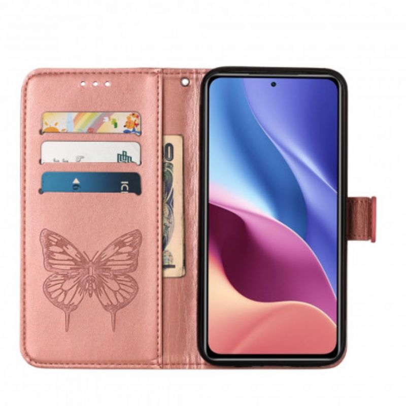 Housse Xiaomi Mi 11i 5G / Poco F3 Papillon Design Avec Lanière