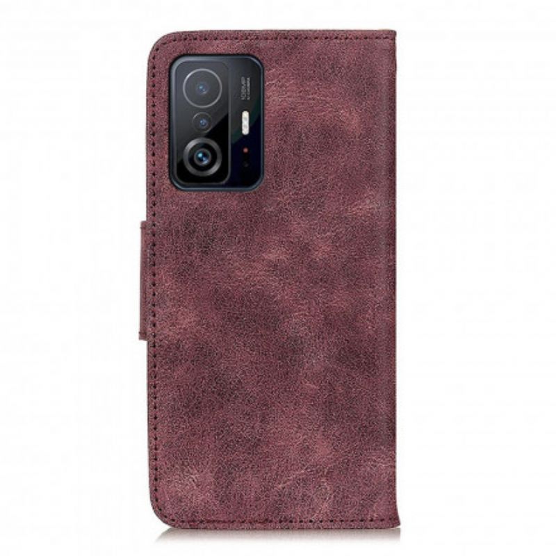 Housse Xiaomi Mi 11T / 11T Pro Cuir Fendu Vintage