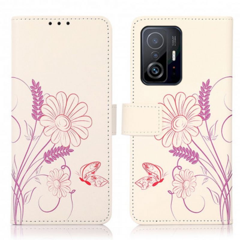 Housse Xiaomi Mi 11T / 11T Pro Dessin Papillons Et Fleurs