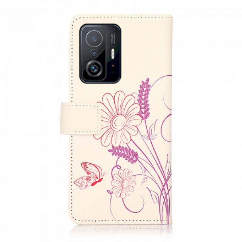 Housse Xiaomi Mi 11T / 11T Pro Dessin Papillons Et Fleurs