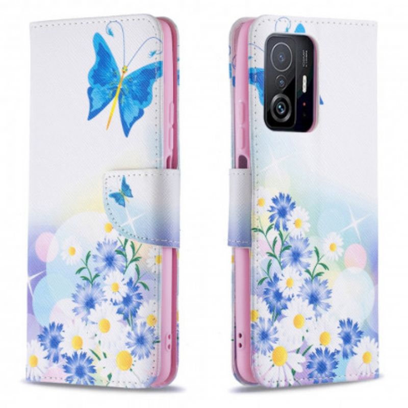 Housse Xiaomi Mi 11T / 11T Pro Papillons Et Fleurs Peints