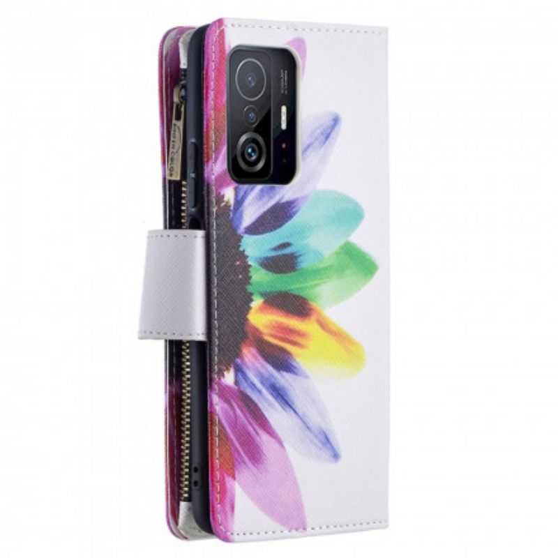 Housse Xiaomi Mi 11T / 11T Pro Poche Zippée Fleur