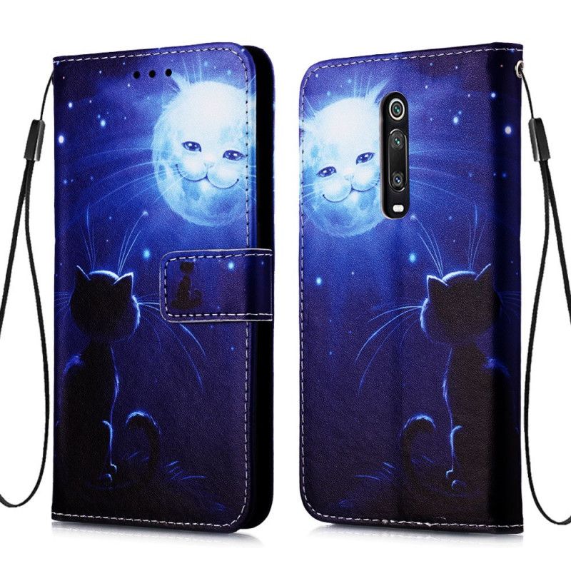 Housse Xiaomi Mi 9t / Mi 9t Pro Chat Au Clair De Lune À Lanière