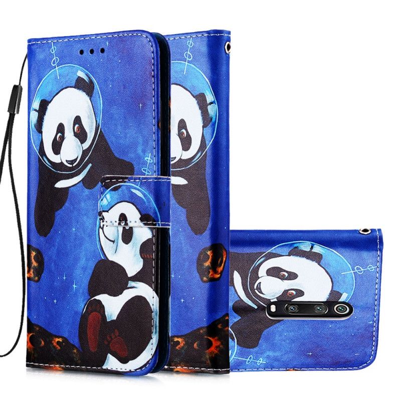 Housse Xiaomi Mi 9t / Mi 9t Pro Pandas Cosmonautes À Lanière