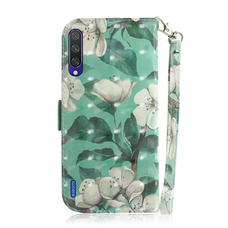 Housse Xiaomi Mi A3 Branche En Fleurs À Lanière