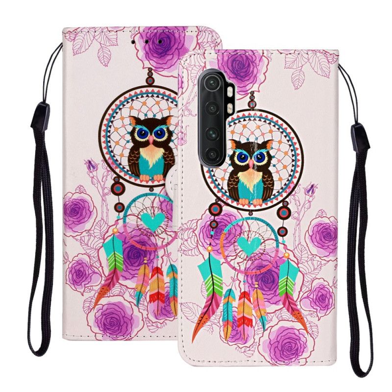 Housse Xiaomi Mi Note 10 Lite Attrape Rêves Hibou Avec Fleurs