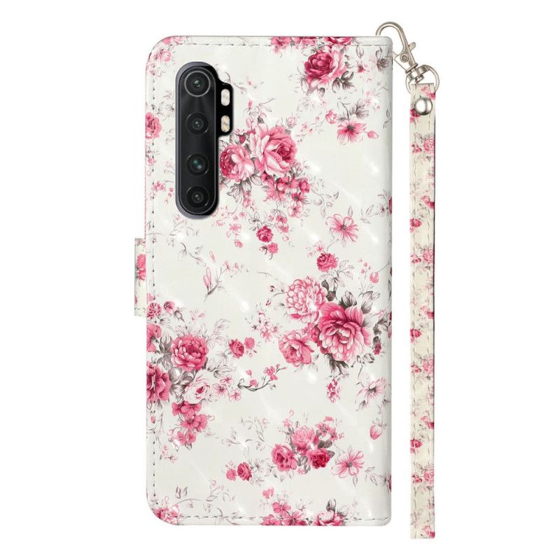 Housse Xiaomi Mi Note 10 Lite Fleurs Light Spots À Lanière