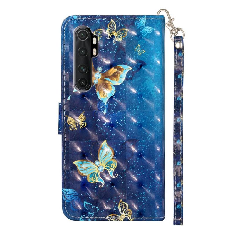 Étui Housse Xiaomi Mi Note 10 Lite Light Spot Papillons Avec Lanière