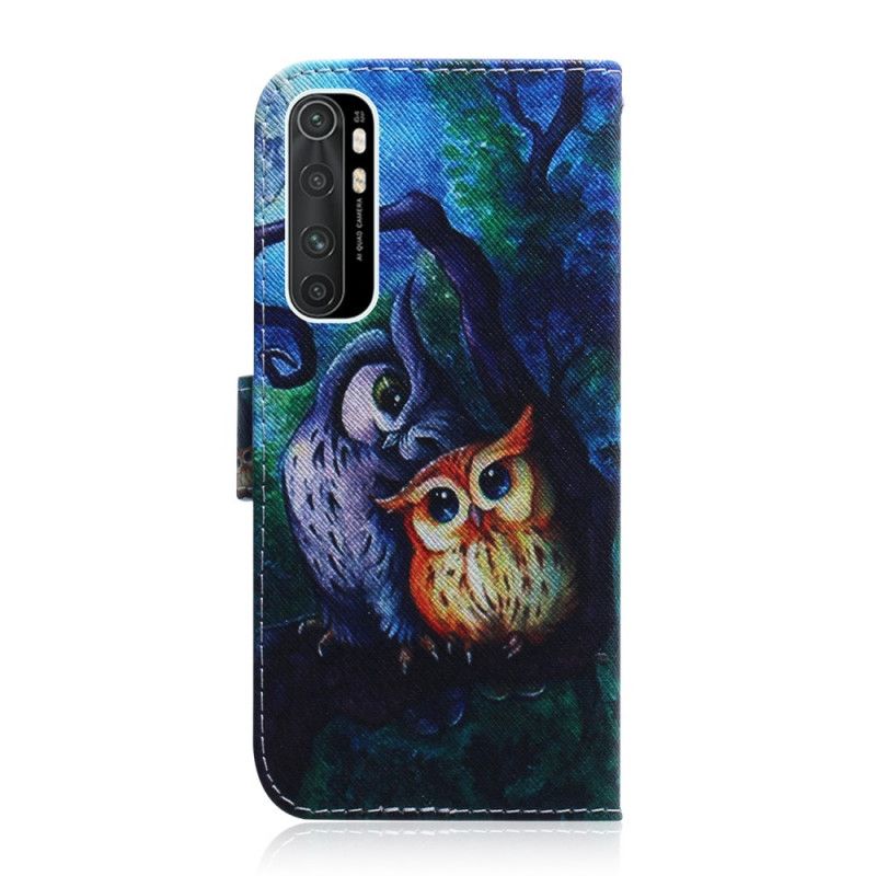 Étui Housse Xiaomi Mi Note 10 Lite Peinture De Hiboux