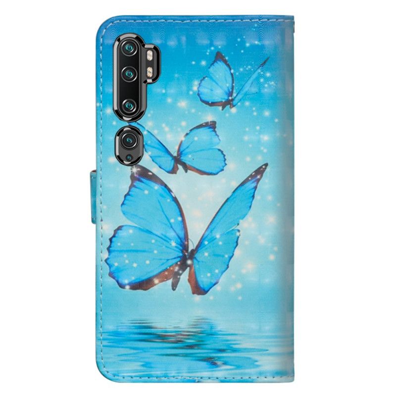 Housse Xiaomi Mi Note 10 / Note 10 Pro Papillons Bleus Volants