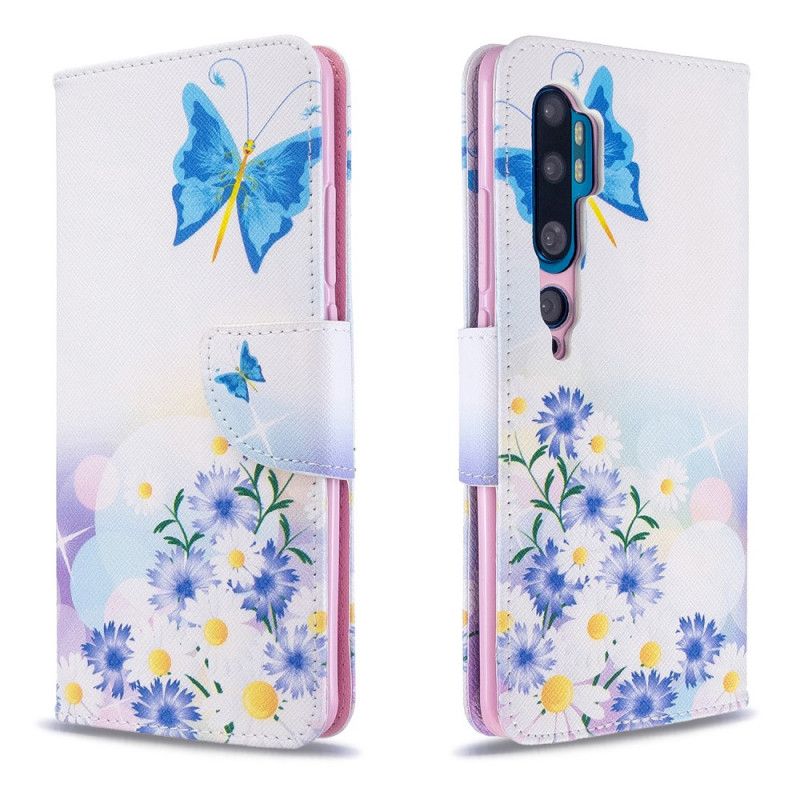 Étui Housse Xiaomi Mi Note 10 / Note 10 Pro Papillons Et Fleurs Peints