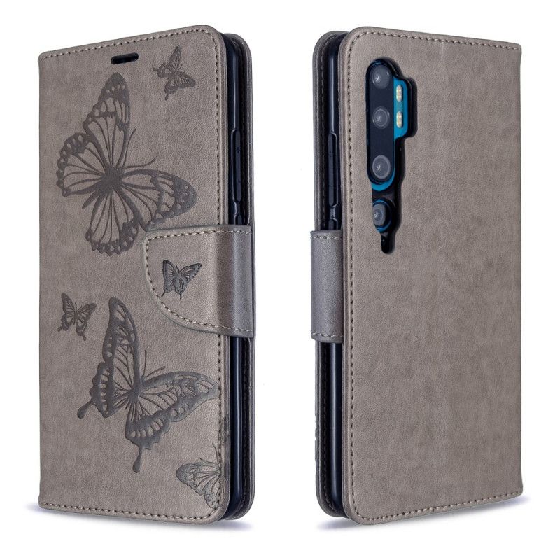 Housse Xiaomi Mi Note 10 / Note 10 Pro Papillons Imprimés À Lanière
