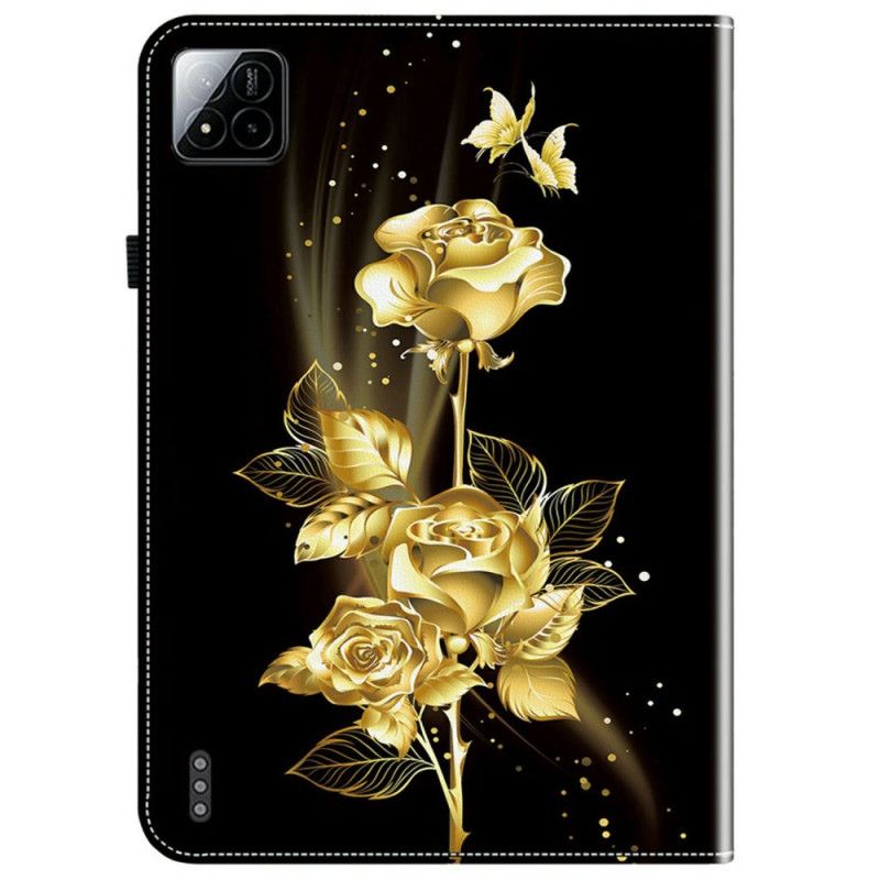 Housse Xiaomi Pad 7 / Pad 7 Pro Roses Dorées et Papillons