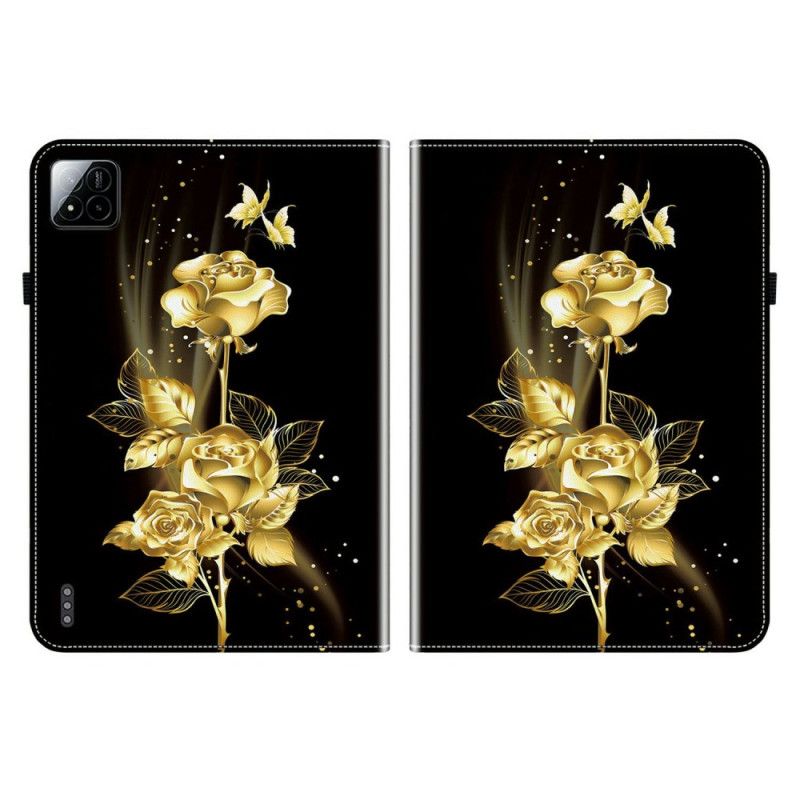 Housse Xiaomi Pad 7 / Pad 7 Pro Roses Dorées et Papillons