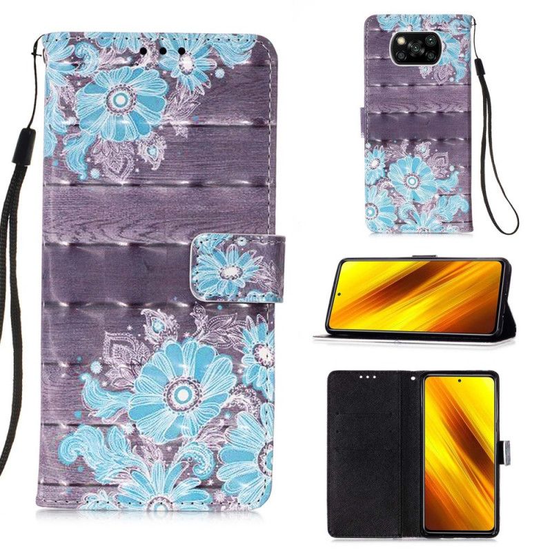 Housse Xiaomi Poco X3 Fleurs Bleues