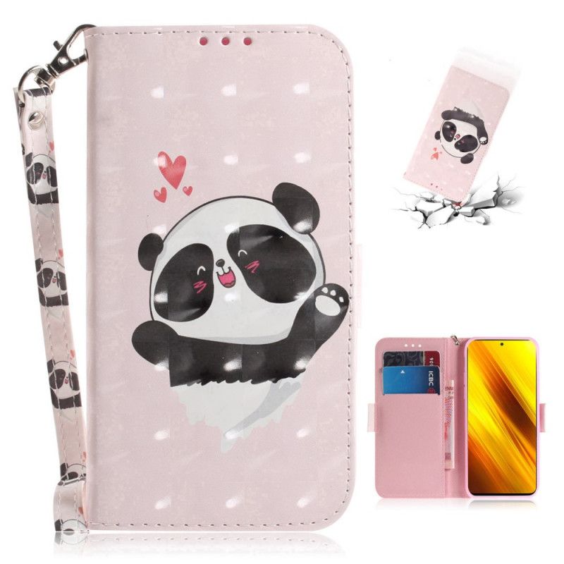 Étui Housse Xiaomi Poco X3 Panda Love À Lanière
